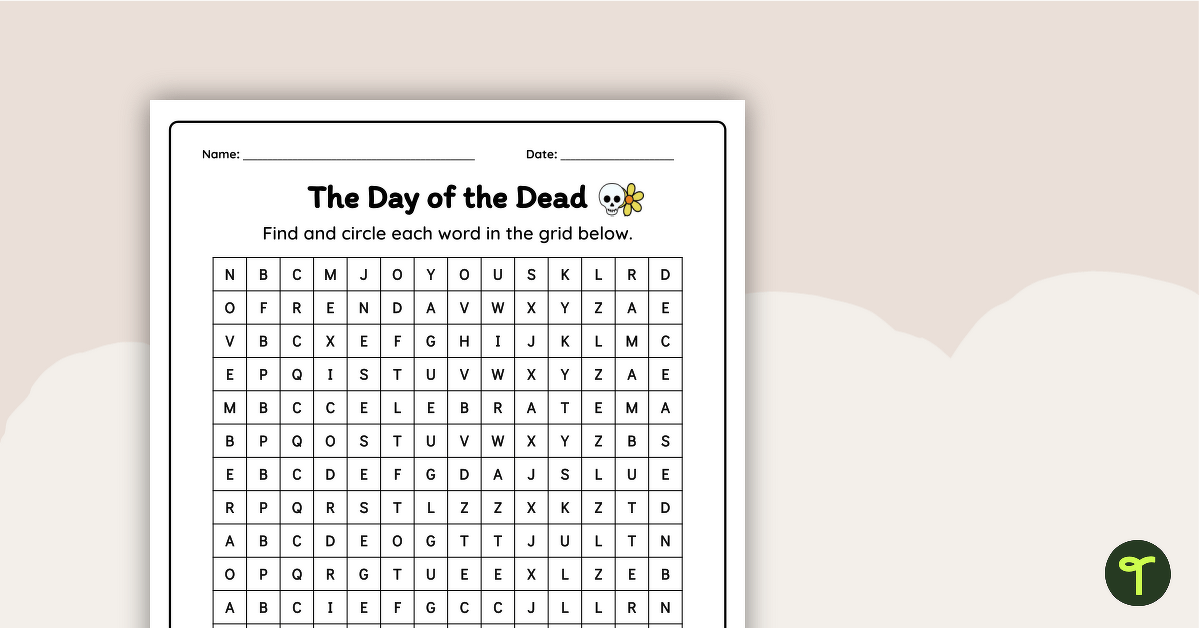 The Day of the Dead Word Search teaching resource