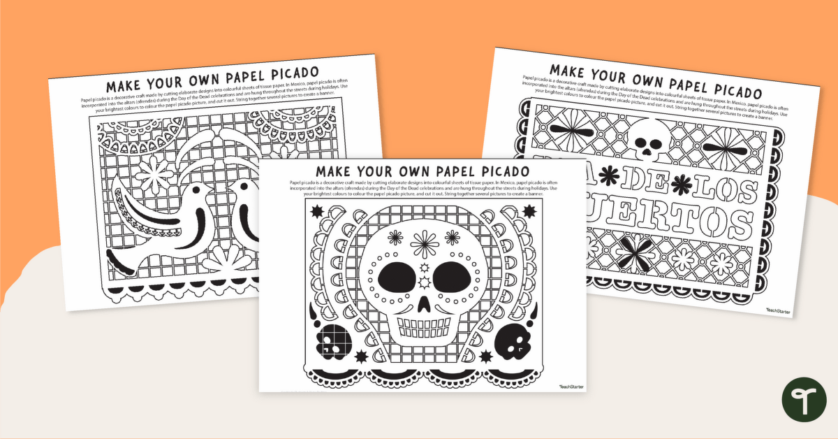 Printable Day of the Dead Decorations - Papel Picado teaching resource
