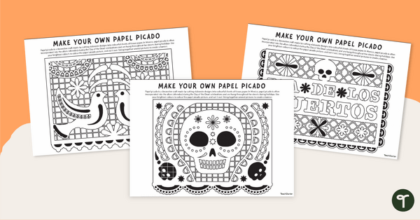 Go to Printable Day of the Dead Decorations - Papel Picado teaching resource
