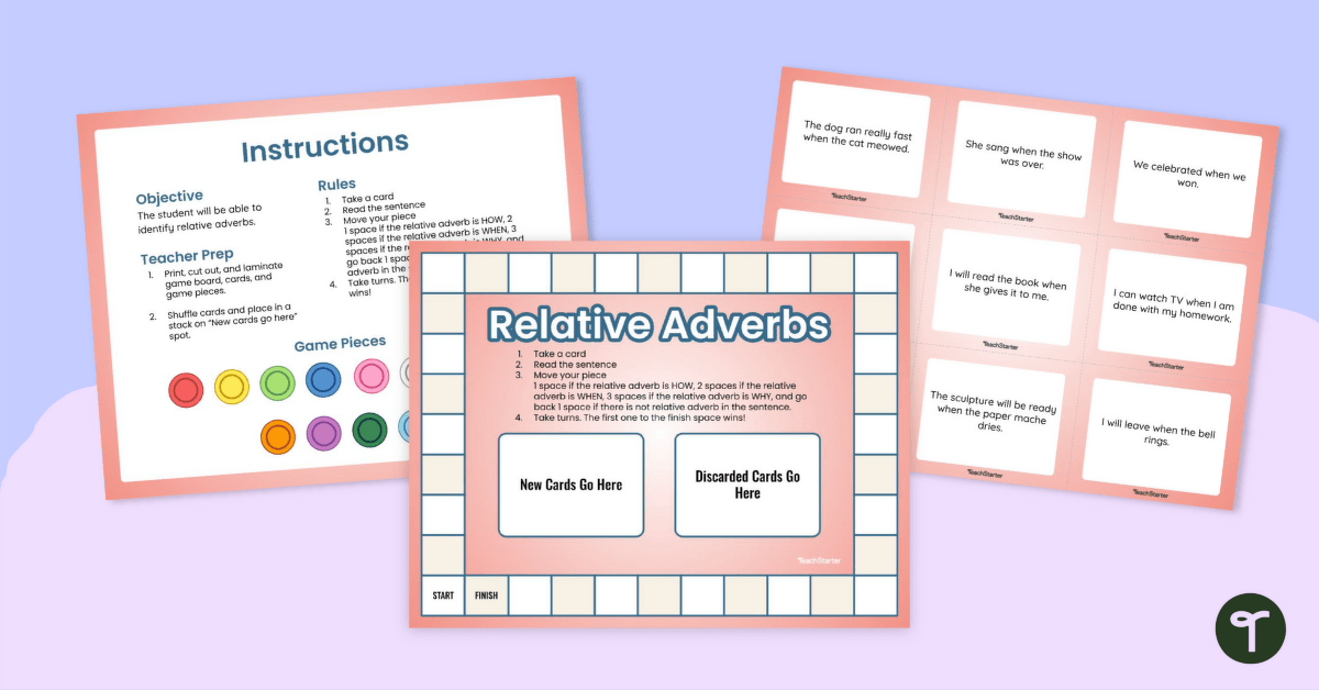 Relative Adverbs Game teaching resource