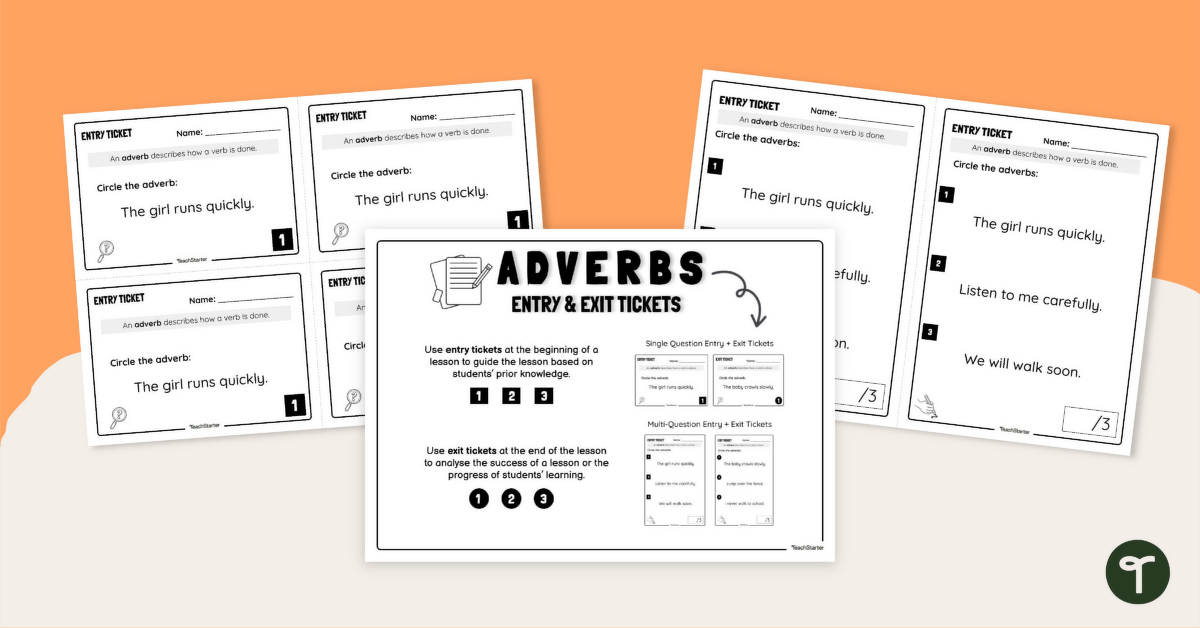 Adverb Entry and Exit Tickets (Differentiated) teaching resource