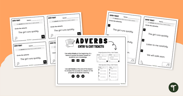Go to Adverb Entry and Exit Tickets (Differentiated) teaching resource