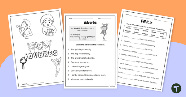 Go to Adverb Worksheet Pack teaching resource