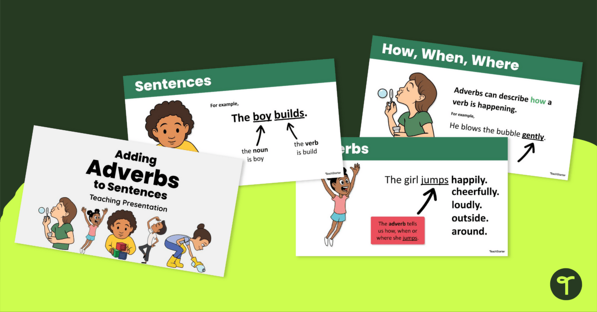 Adding Adverbs to Sentences Teaching Presentation teaching resource