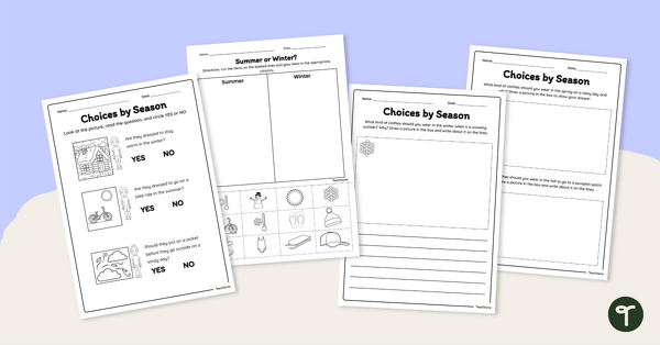 Go to Seasons, Weather and Our Choices Worksheets teaching resource