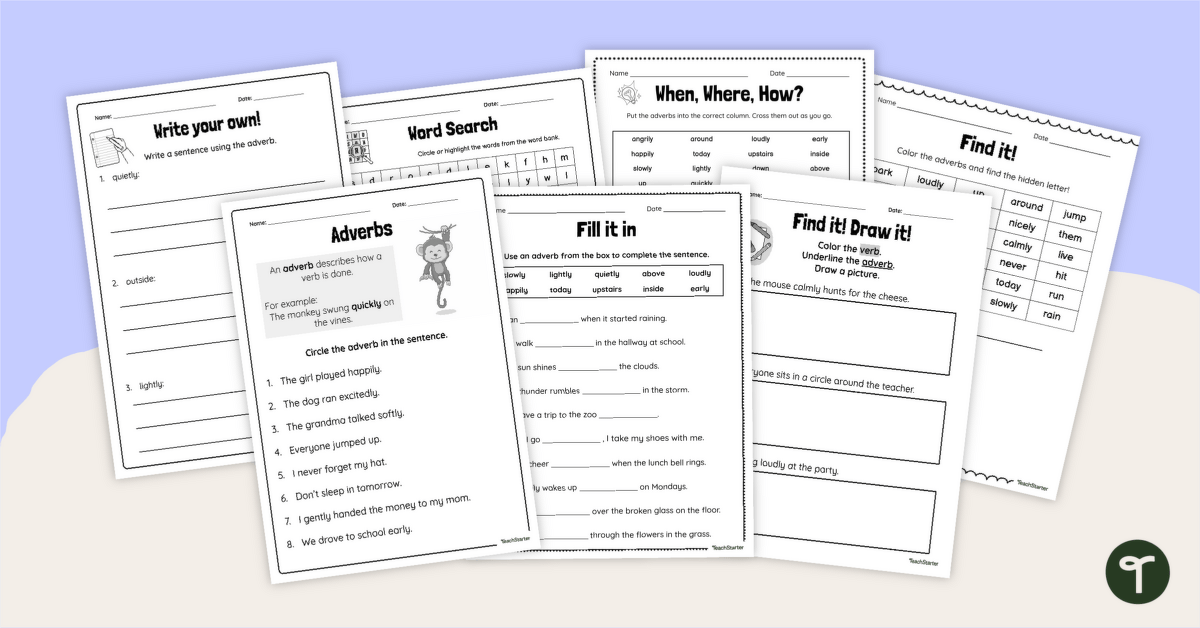 Adverbs for 2nd Graders – Worksheet Pack teaching resource