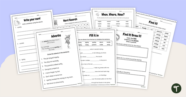 Go to Adverbs for 2nd Graders – Worksheet Pack teaching resource