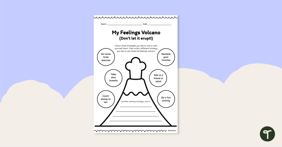 My Feelings Volcano Worksheet teaching resource
