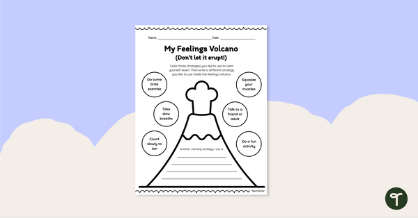 Go to My Feelings Volcano Worksheet teaching resource