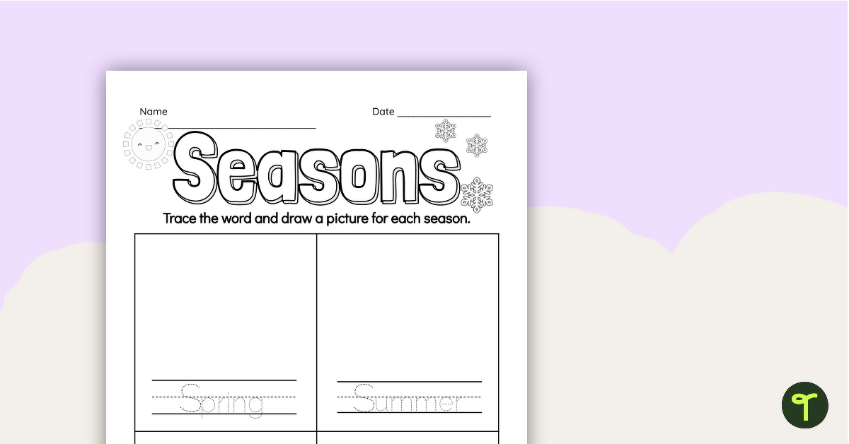 Grade One Seasons Worksheet teaching resource