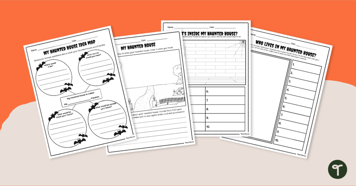 Haunted House Worksheets - Descriptive Writing Activity teaching resource