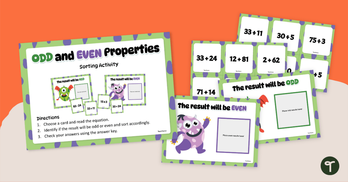 Odd and Even Properties Sorting Activity teaching resource
