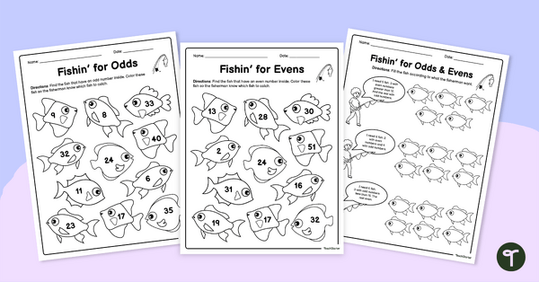 Go to 2nd Grade Fishing Odd or Even Numbers Worksheets teaching resource