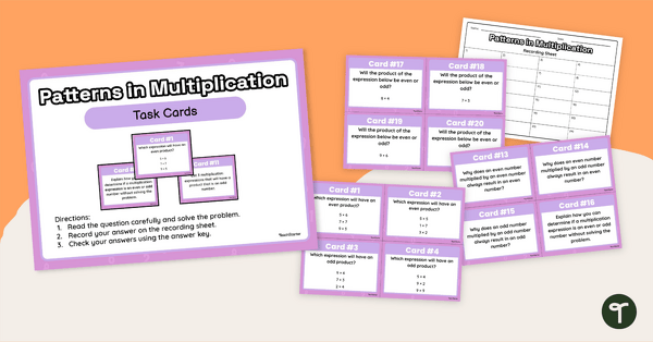 Go to Odd and Even Patterns in Multiplication Task Cards teaching resource