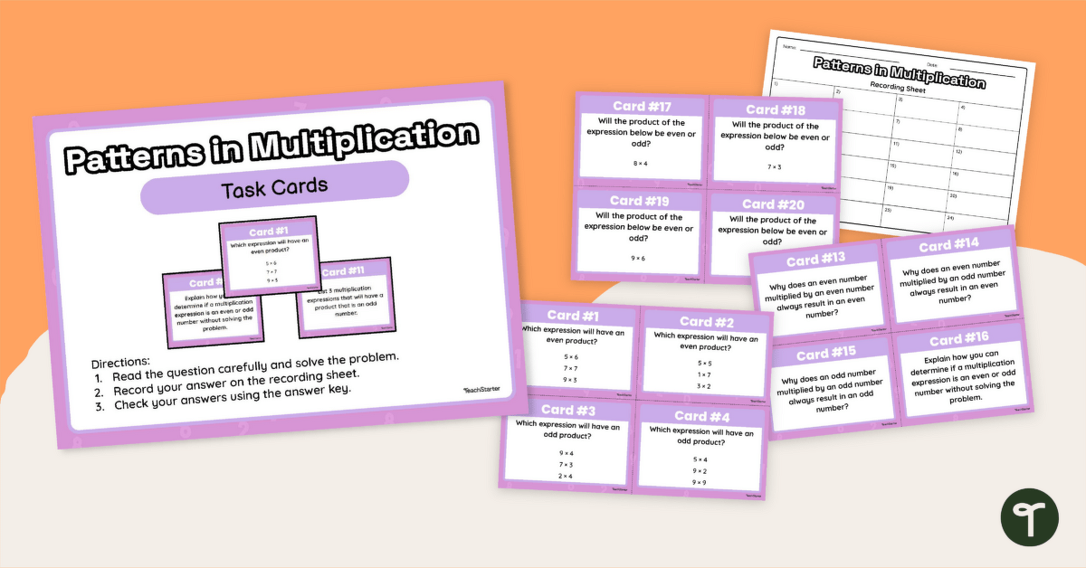Odd and Even Patterns in Multiplication Task Cards teaching resource