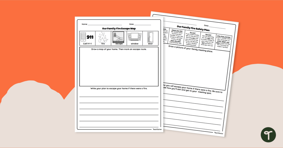 My Family Fire Escape Planning Worksheet teaching resource
