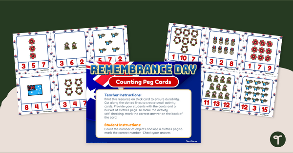 Go to Remembrance Day Activity - Counting Peg Cards teaching resource