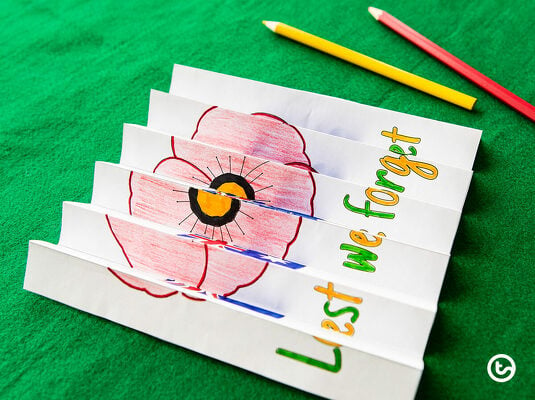Remembrance Day Craft - Poppy & Flag Agamograph teaching resource