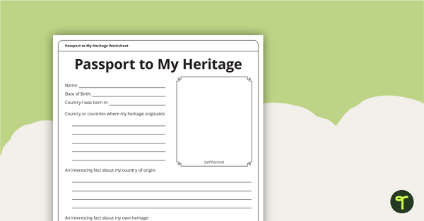 Passport To My Heritage - Worksheet teaching resource