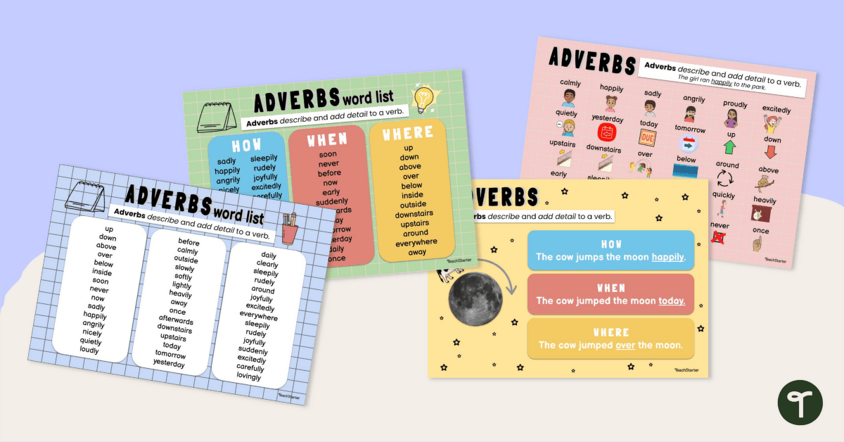 Adverb List Posters teaching resource