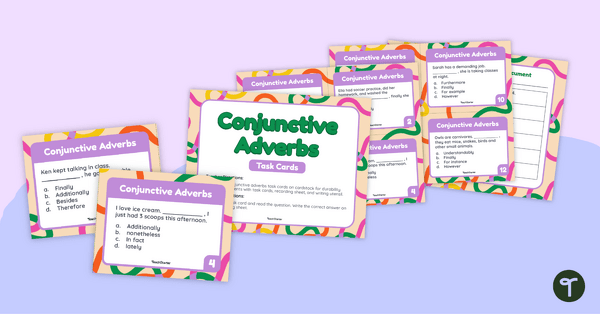 Go to Conjunctive Adverbs Task Cards teaching resource