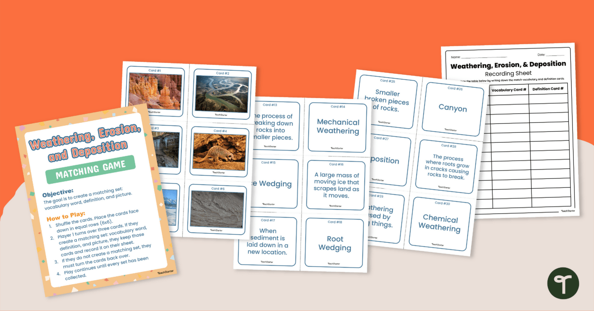 Weathering, Erosion and Deposition Matching Game teaching resource
