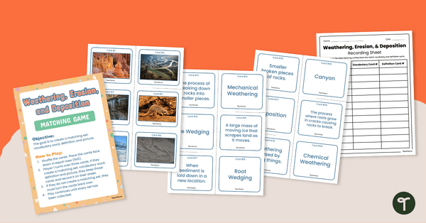 Go to Weathering, Erosion and Deposition Matching Game teaching resource