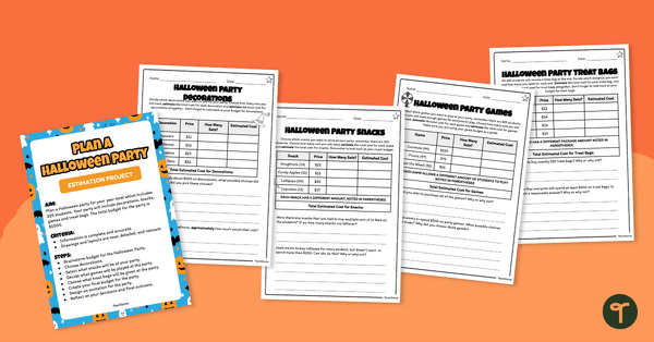 Go to Plan a Halloween Party – Estimation Project teaching resource