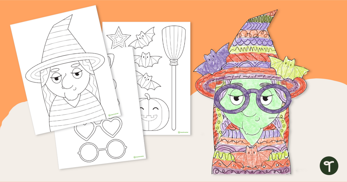 Funky Halloween Witch Craft Template teaching resource