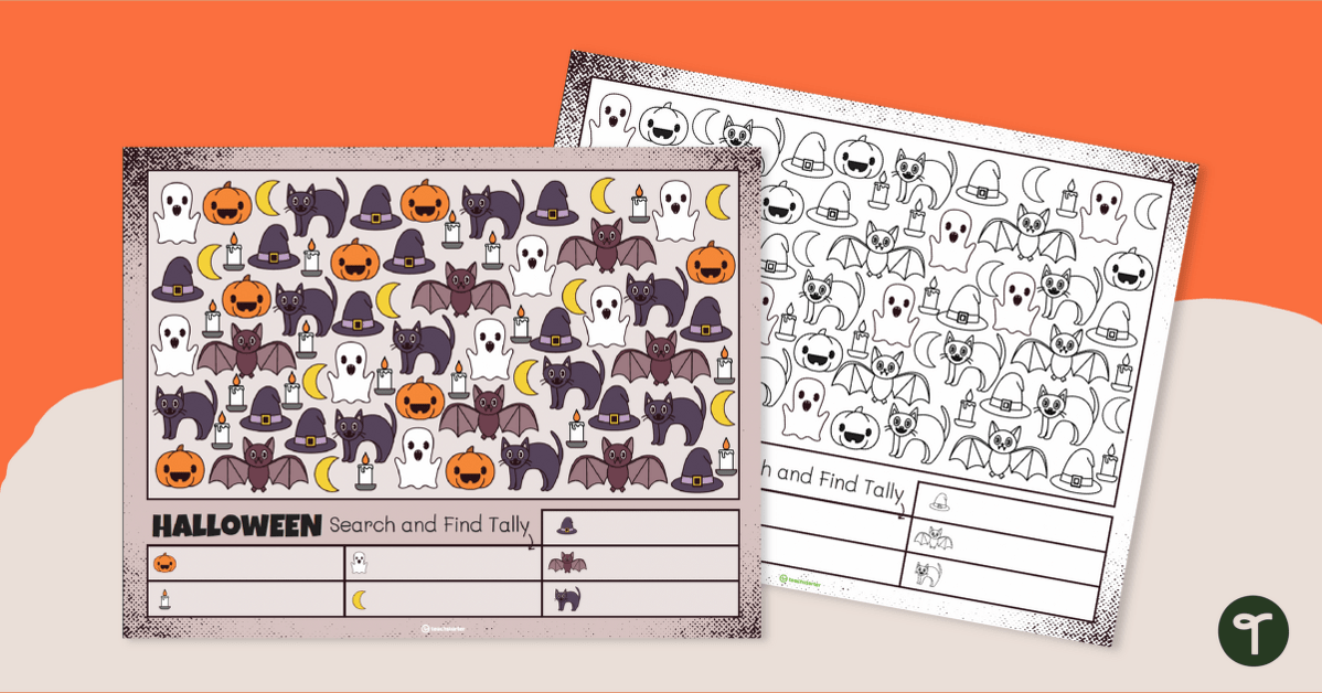 Search and Find – Key Stage 1 Halloween Maths Worksheet teaching resource