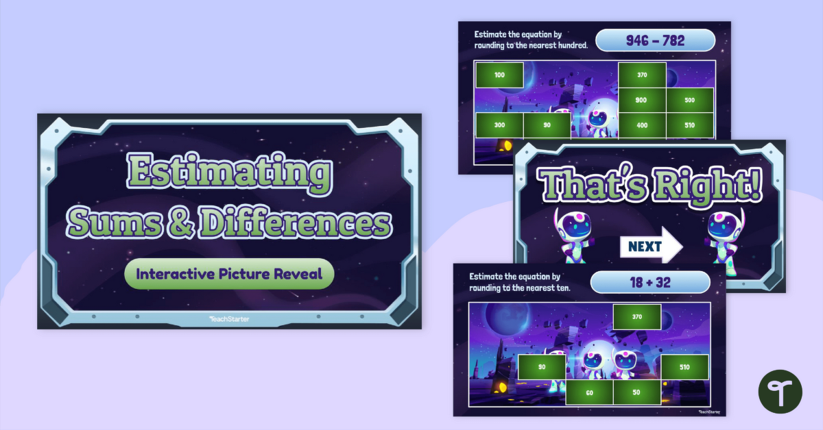 Estimating Sums & Differences Interactive Picture Reveal teaching resource