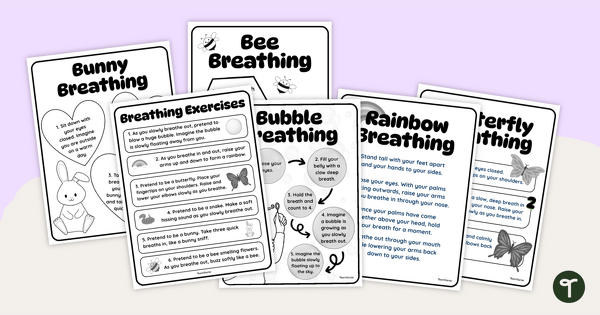 Mindful Breathing Exercises Posters teaching resource