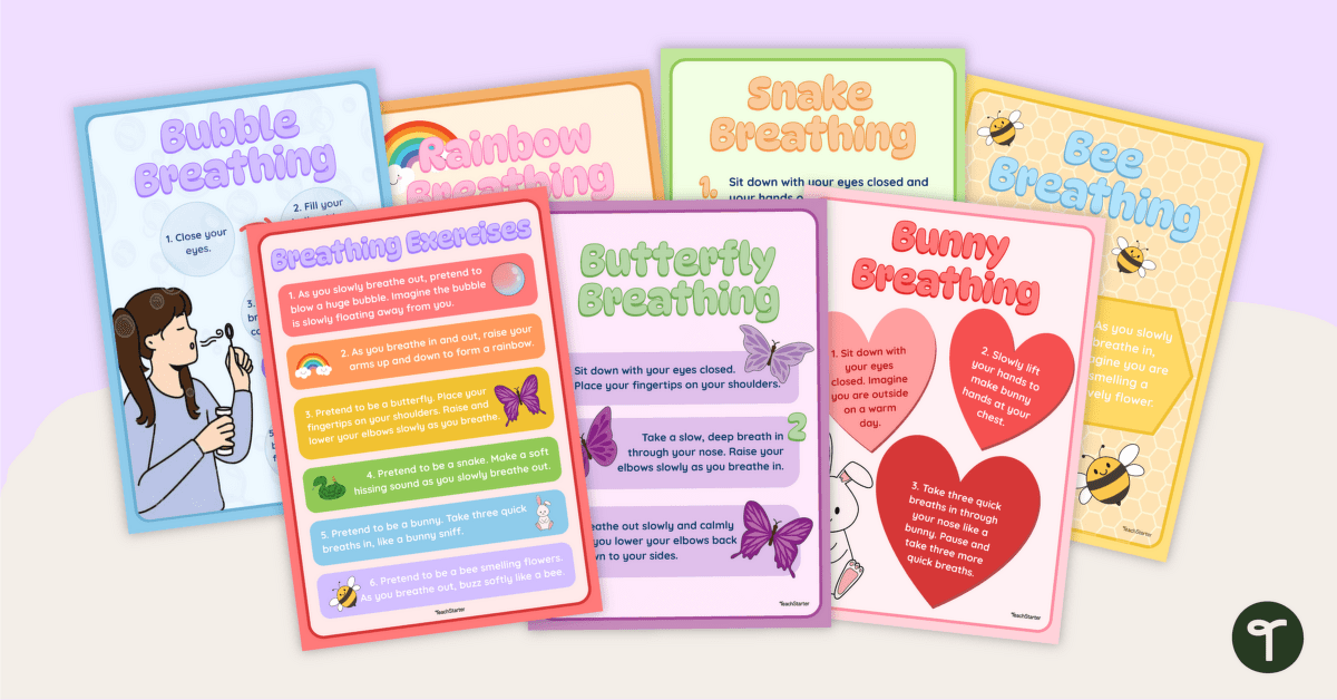 Mindful Breathing Exercises Posters teaching resource