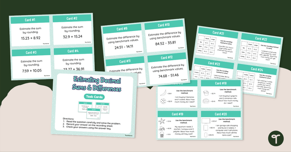 Go to Estimating Decimal Sums and Differences Task Cards teaching resource