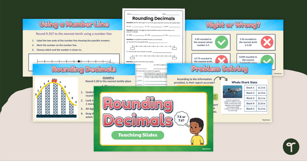 Go to Rounding Numbers With Decimals Teaching Slides and Worksheet teaching resource