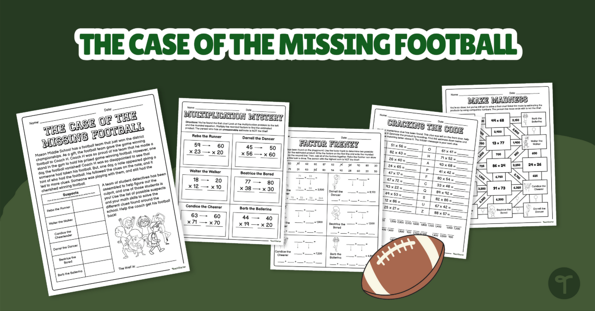 The Case of the Missing Football – Estimating Products Escape Activity for 4th Grade teaching resource