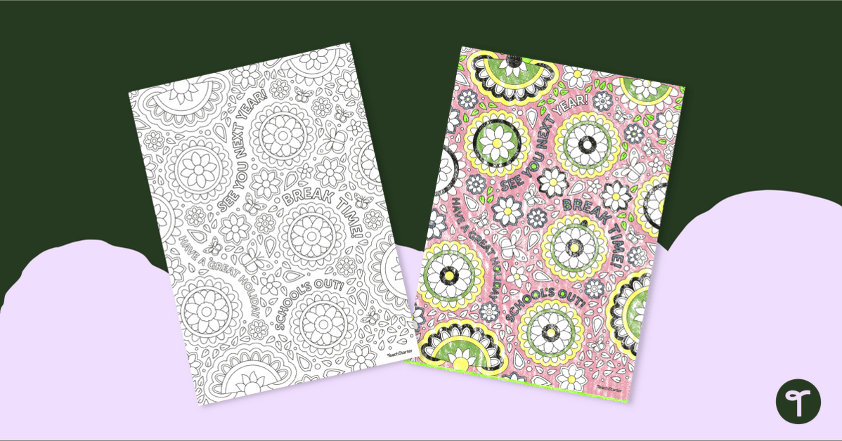 End of the Year Mindfulness Colouring Sheet teaching resource
