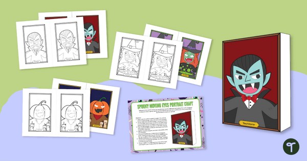 Go to Halloween Spooky Eyes Portrait Craft for Key Stage 2 teaching resource