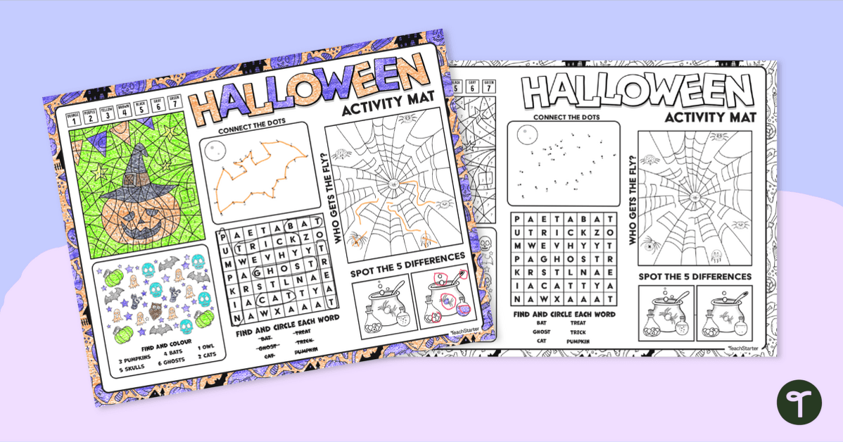 Halloween Activity Mat for Year 1 teaching resource