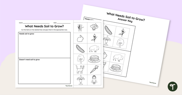 Go to What Needs Soil to Grow? Cut and Paste Worksheet teaching resource
