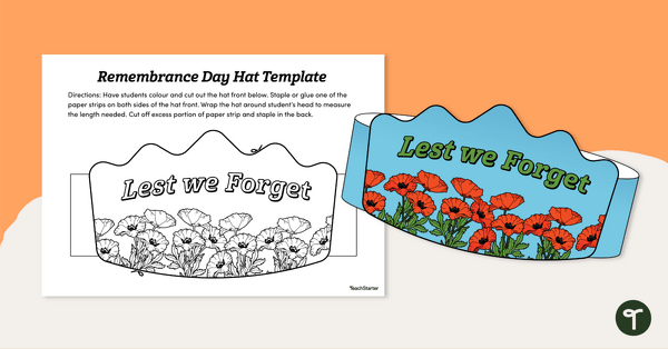 Go to Remembrance Day Craft - Printable Headband teaching resource