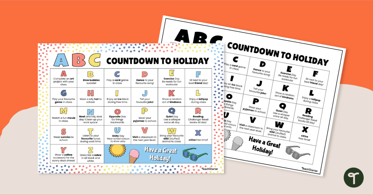 Printable ABC Countdown to Summer Chart teaching resource