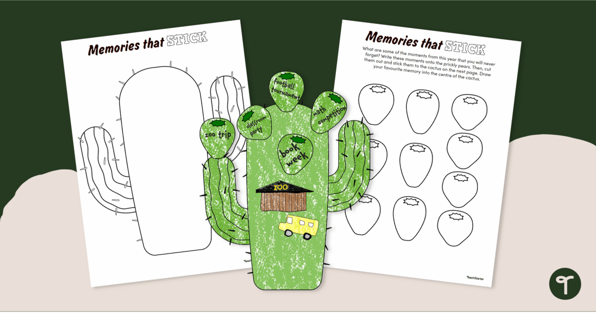 End of Year Cactus Craft - Memories That Stick teaching resource