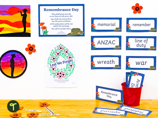 Printable Remembrance Day Word Wall Vocabulary teaching resource