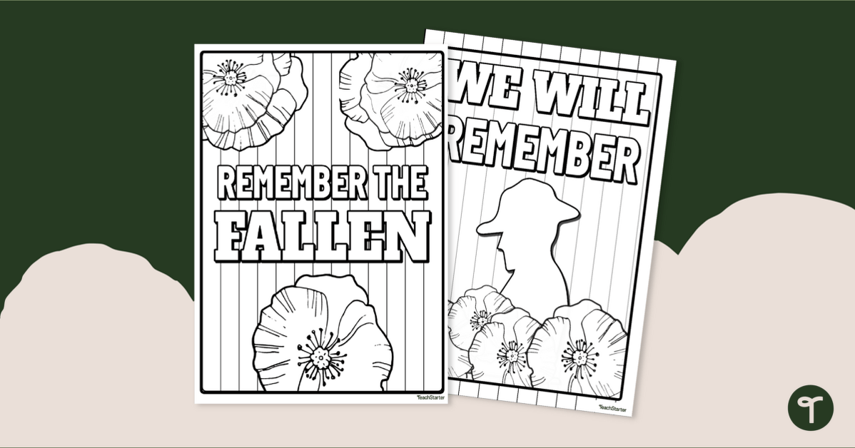 Remembrance Day Colouring Pages teaching resource