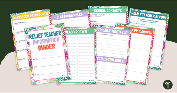 Image of Relief Teacher Resource Binder Template