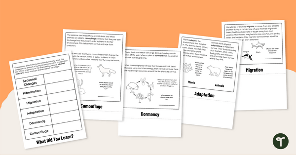 Go to Seasons Affect Plants and Animals Flipbook teaching resource