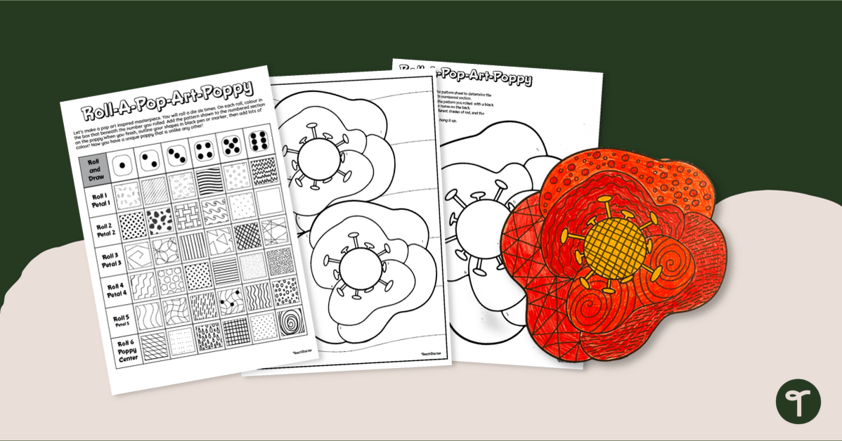Poppy Craft - Anzac Day Art Template teaching resource