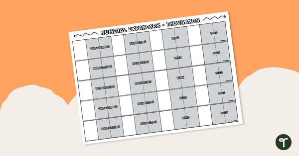 Image of Thousands Place Value Number Expander Template