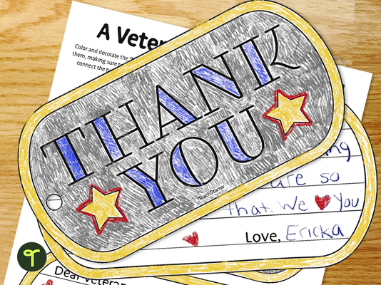 Printable Dog Tag Veterans Day Card teaching resource